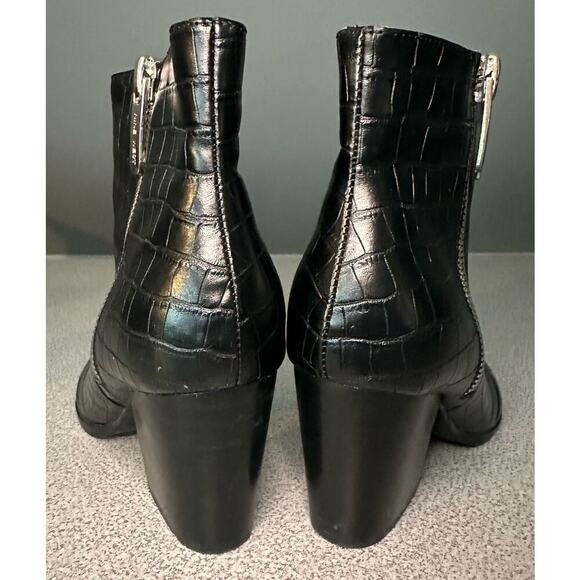 Nine West Size: 7 Vivy Ankle Booties Faux Snakeskin Black Chunky Heel Almond Toe - Picture 6 of 11